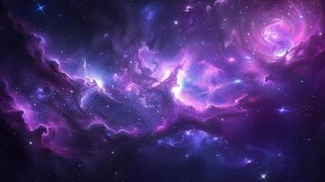 AI generated Ethereal cosmic landscape with vibrant nebula and stars photo