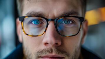 AI generated Close up portrait of man wearing glasses photo