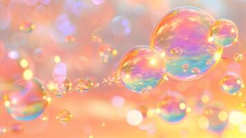 AI generated Vibrant soap bubbles on a dreamy colorful background photo