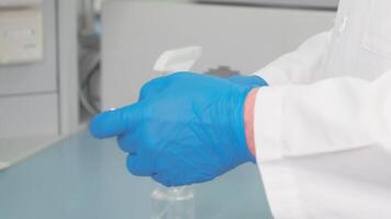 Work on samples of substances is carried out in the laboratory video