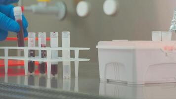 Work on samples of substances is carried out in the laboratory video