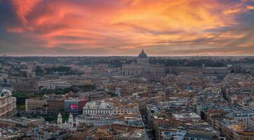 Golden Hour Aerial View of Rome with St. Peter's Basilica in the Background photo