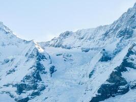 Snow Covered Peaks at Sunrise, Swiss Alps near Murren, Switzerland photo