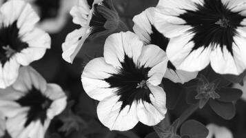 AI generated Crazytunia Black and White flowers photo