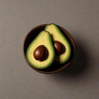 AI generated Fresh avocado in bowl.Avocado food.Realistic Avocado Photography. photo