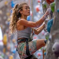 AI generated A climber defies gravity photo