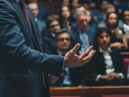 ai generado en un discurso en negocio ética foto