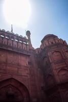 arquitectónico detalles de lal qila - rojo fuerte situado en antiguo Delhi, India, ver dentro Delhi rojo fuerte el famoso indio puntos de referencia foto