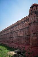 arquitectónico detalles de lal qila - rojo fuerte situado en antiguo Delhi, India, ver dentro Delhi rojo fuerte el famoso indio puntos de referencia foto