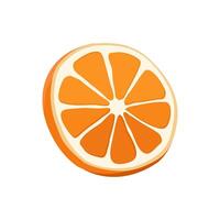 Juicy and healthy thin slice of red orange isolated on white background. Vector sliced fruit illustration in flat style. Summer clipart for design of card, banner, flyer, sale, poster, icons