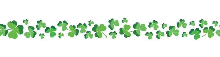 Lucky green clover for Irish festival St Patrick s day. Shamrock seamless border . Saint Patrick's day background with shamrock. Green clover leaf border, banner, header vector