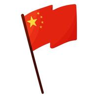 Chinese flag red five stars flagpole wind vector