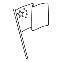 Chinese flag line five stars flagpole wind vector