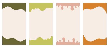 Set of assorted shapes suitable for headers and footers on vertical stories, promo site. Ornamental border element for creative design in vector flat style. Earthy Boho color palette.