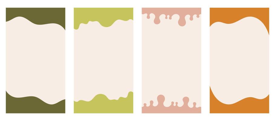 Set of assorted shapes suitable for headers and footers on vertical stories, promo site. Ornamental border element for creative design in vector flat style. Earthy Boho color palette.