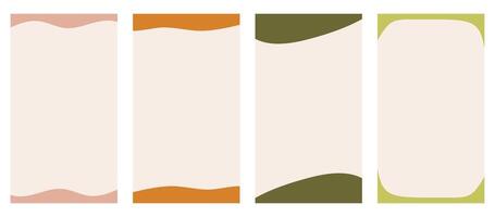 Collection of diverse shapes designed for vertical stories, promo site headers and footers. Decorative frame for imaginative design in a simple vector flat style. Natural Boho color scheme