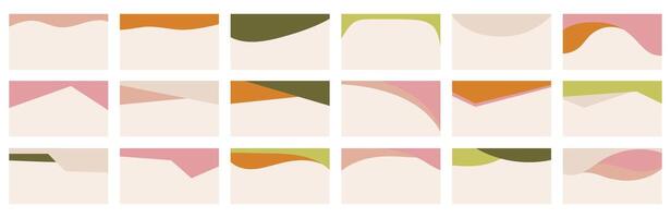 Assortment of different shapes for website headers or footers in modern organic boho colors palette. Template for dividing elements in a design layout for landing pages. Basic headline  flat style vector