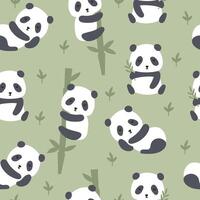 Seamless Pattern with cute panda. Kids background Vector