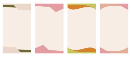 Set of different shapes for headers and footers in vertical stories, promo site. Ornamental border separator enhancing creative design in a straightforward vector flat style. Natural Boho colors.