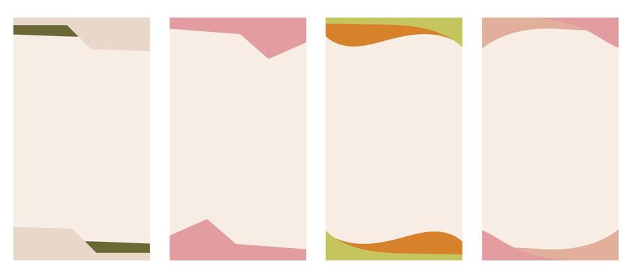 Set of different shapes for headers and footers in vertical stories, promo site. Ornamental border separator enhancing creative design in a straightforward vector flat style. Natural Boho colors.