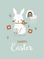 Happy Easter card with bunny, vector