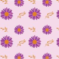 flower seamless pattern on pink background. vector