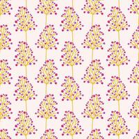 Twigs with berries, seamless pattern. Decorative herbs on a beige background. Summer botanical vector illustration. Spring meadow print, wild plants fabric
