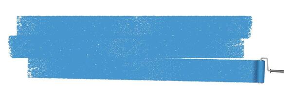 Vector Blue Roller Painting Illustration With Grunge Texture Isolated On A White Background.