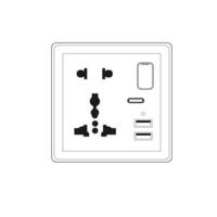 86 Type 2 Way Multi Wall Switch Socket with 2 USB Port Socket and Indicator light, Outline style Vector illustration