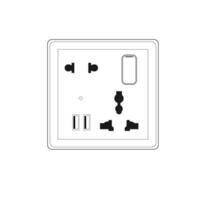 AC Power plug 2 and 3 Pin Multi Switched Socket Outlet with USB and Neons vector