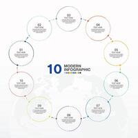 Infographic with 10 steps, process or options. vector