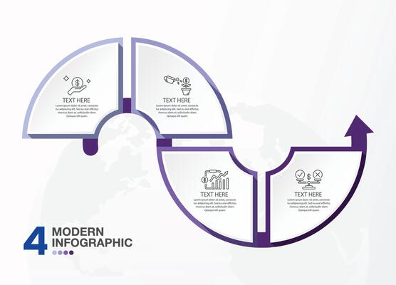 Basic infographic template with 4 steps, process or options, process chart, Used for presentation.