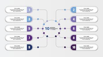 Infographic process design with icons and 10 options or steps. vector