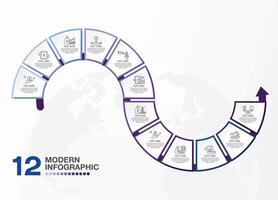 básico infografía modelo con 12 pasos, proceso o opciones, proceso cuadro, usado para presentación. vector