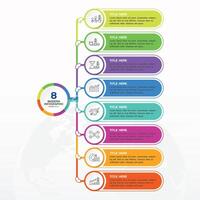 infografía proceso diseño con íconos y 8 opciones o pasos. vector