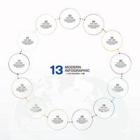 Infographic with 13 steps, process or options. vector