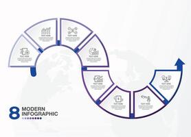 básico infografía modelo con 8 pasos, proceso o opciones, proceso cuadro, usado para presentación. vector