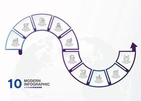 básico infografía modelo con 10 pasos, proceso o opciones, proceso cuadro, usado para presentación. vector