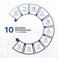 azul tono circulo infografía con 10 pasos, proceso o opciones vector