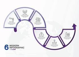 básico infografía modelo con 6 6 pasos, proceso o opciones, proceso cuadro, usado para presentación. vector