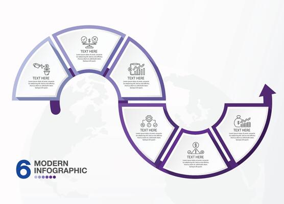 Basic infographic template with 6 steps, process or options, process chart, Used for presentation.