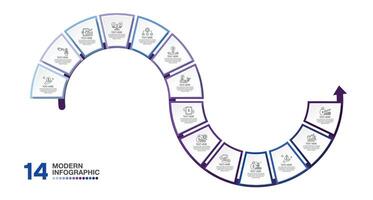 infografía diseño con íconos y 14 opciones o pasos. infografia negocio concepto para informacion gráficos, fluir cartas vector