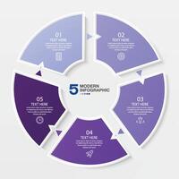 azul tono circulo infografía con 5 5 pasos, proceso o opciones vector