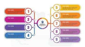 Standard infographic 9 process and number for presentation vector