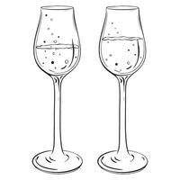 Two wine glasses with bubbles on a white background vector