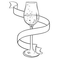 Monochromatic artwork of a wine glass wrapped in a ribbon vector