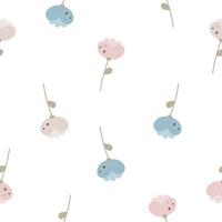 Seamless pattern with flowers. Flat vector illustration on white background. Creative texture for fabric, wrapping, textile, wallpaper, apparel.