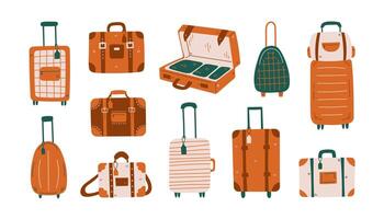 Suitcase and luggage modern vector set