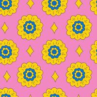 Bright retro seamless pattern with flower blossom vector