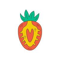 Strawberry half cartoon doodle vector illustration